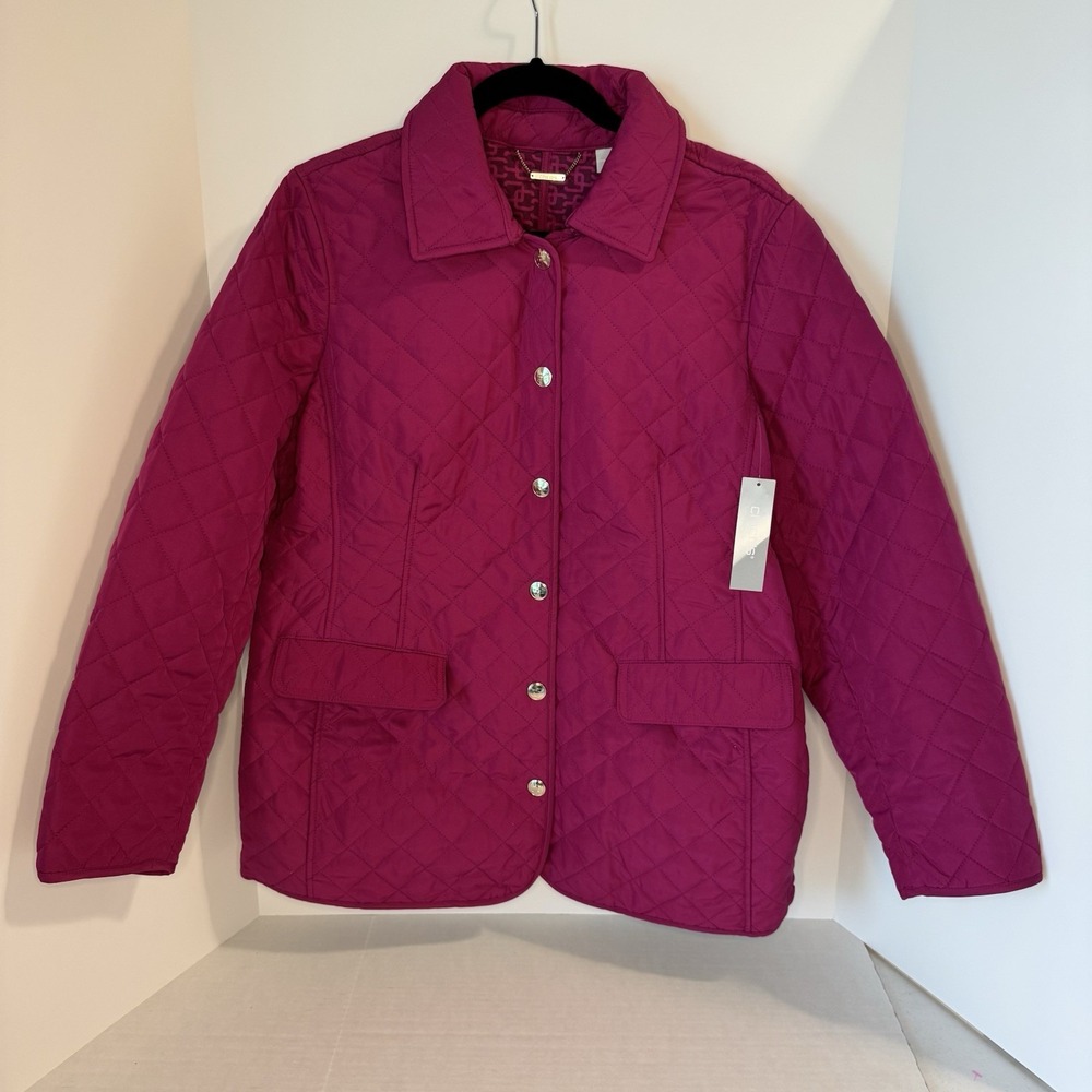 Chico's Modern Quilted Jacket Blooming Dahlia 2 Size‎ 12-14 NEW